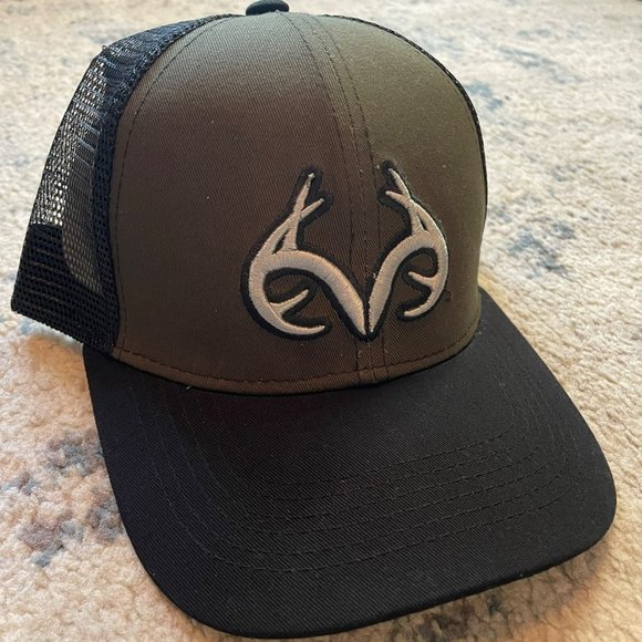 Realtree Other - REALTREE | NWT Army Green & Black Mesh Snapback Hat Cap 3D Antler Logo Outdoor